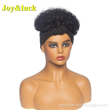 Ladies Hair Scarf wholesale Wigs for African Black Women Black Hairband Short Afro Kinky Curly Headband Wig Synthetic Hair Wigs